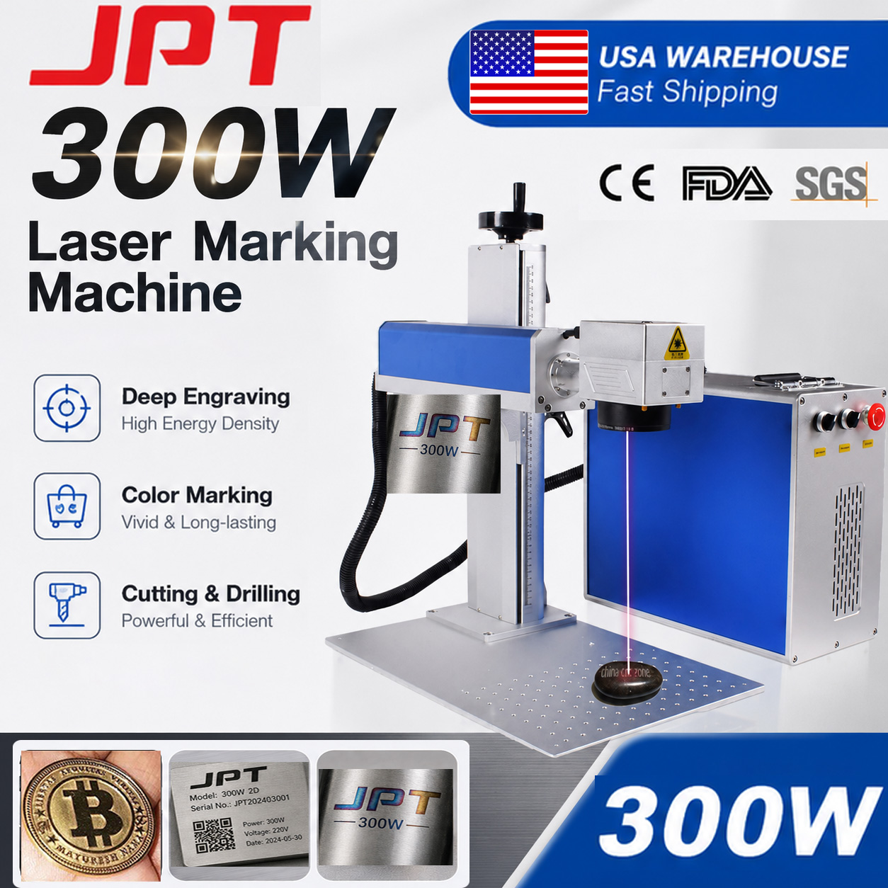 300W JPT Mopa Fiber Laser Mark - Fiber Laser Cutting Machine ulasan dan harga