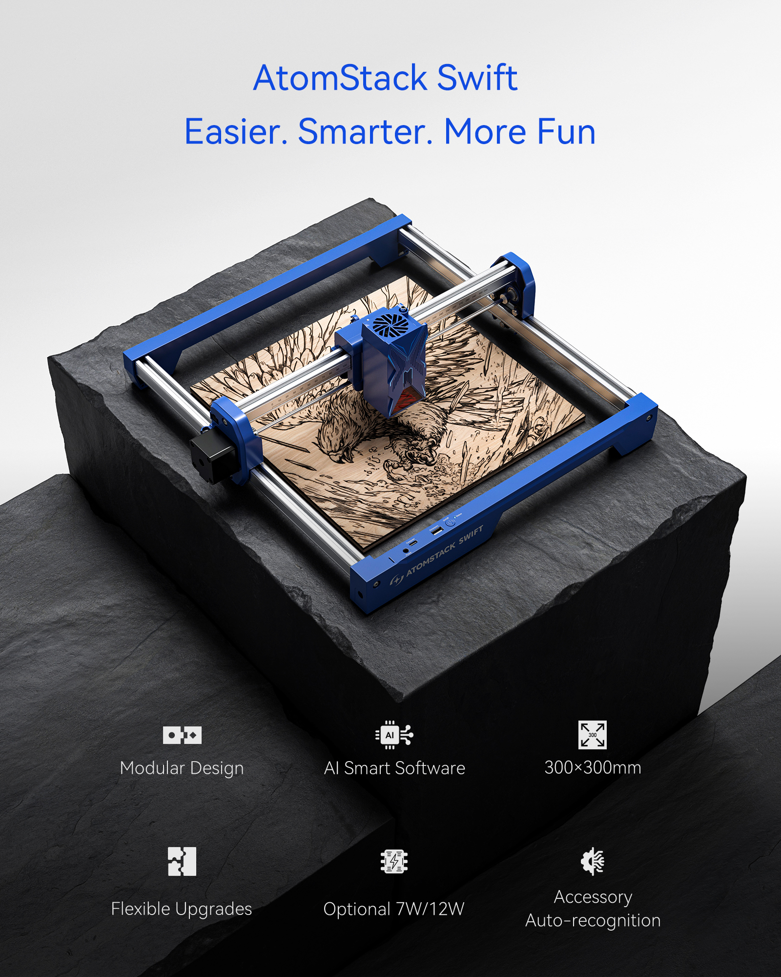ATOMSTACK Swift 7W Portable La - Fiber Laser Cutting Machine ulasan dan harga
